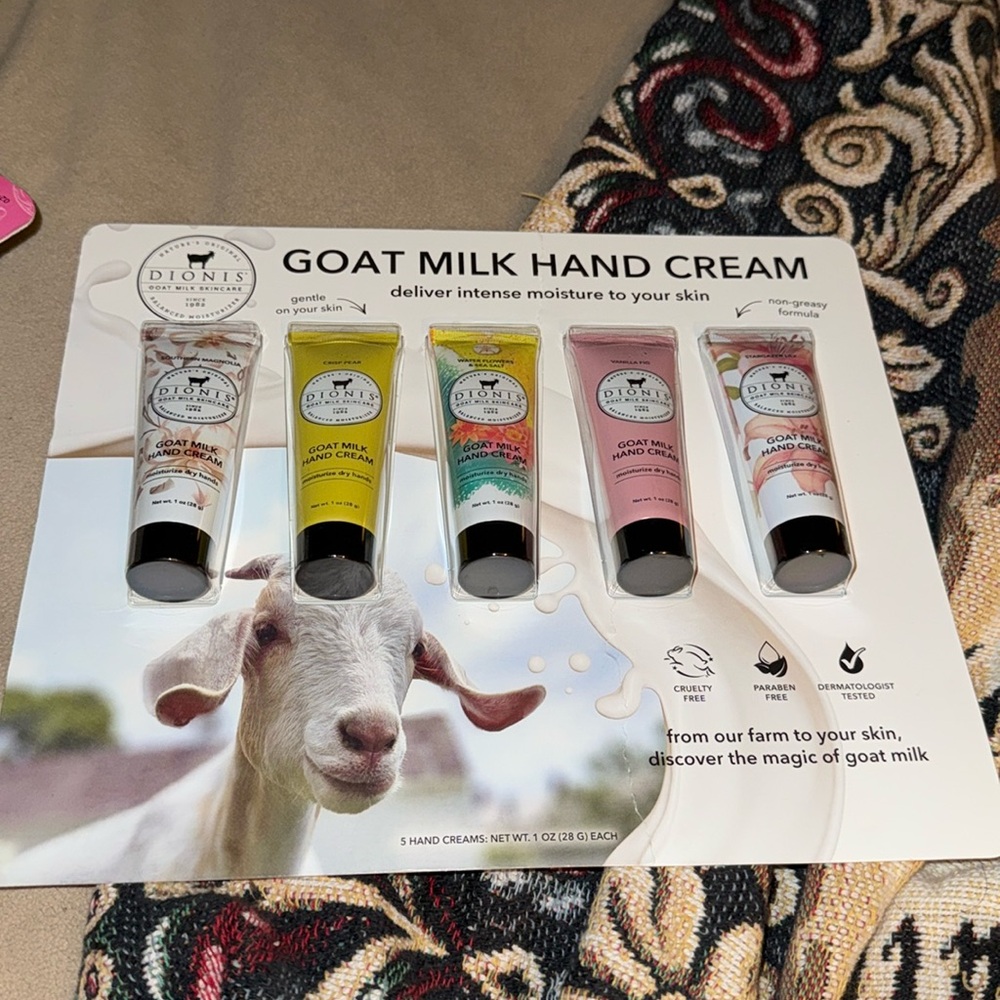 5 Goat hand creams 1oz each . Non greasy formula. Brand new